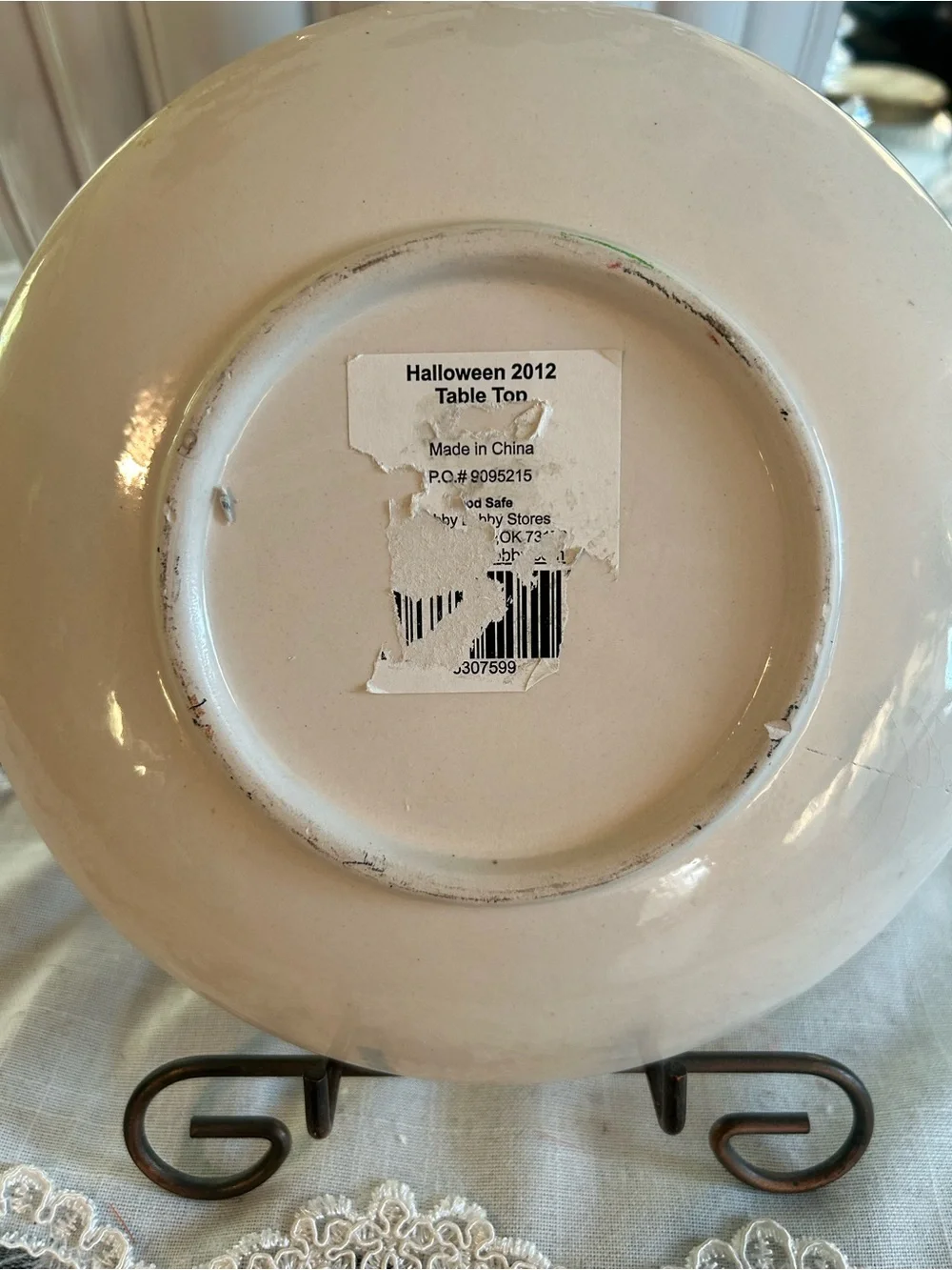 Spooky Witch Decorative Plate - Blue & Red Halloween Accent